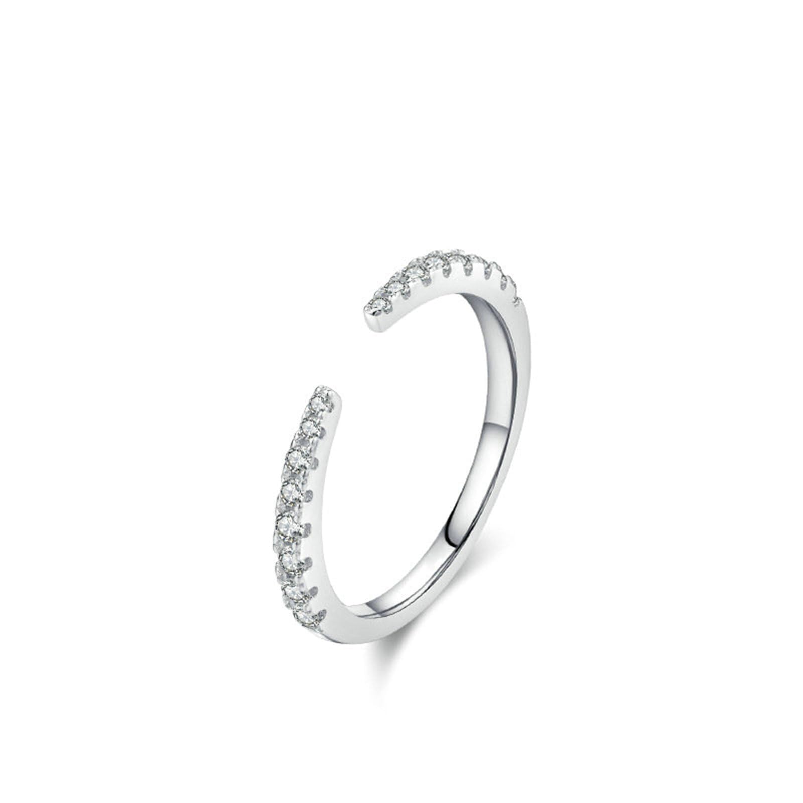 Verlobungsring für Frauen, Damen Verlobungsring, offener Ring mit künstlich hergestelltem Diamanten