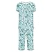 Auwer Womens Fashion Summer 2 Pc Pajamas Round Neck Short Sleeve Pleats Loose Capri Pants Printed Sleepwear with Pockets Light Blue