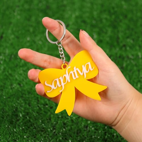 Bnesi Personalized Multicolor Bow Key Ring for Girls Customized Name Keychain Custom Name Keychain Personalized Key Chains with Names Personalized Key Chain for Her4