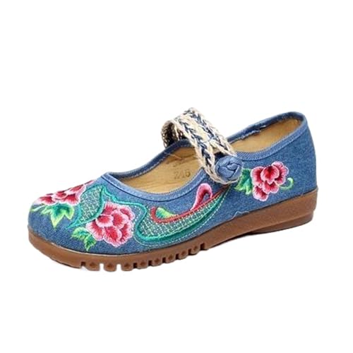 Ballerines de printemps pour femmes en coton bleu décontracté taille 39.5