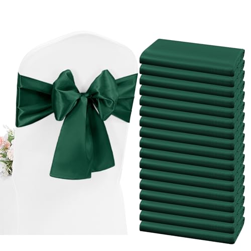 YMHPRIDE 50 bandas de satén para sillas, color verde esmeralda, lazos para bodas, fiestas, cumpleaños, hoteles, hogar, cocina, decoración (verde esmeralda, 200 cm)