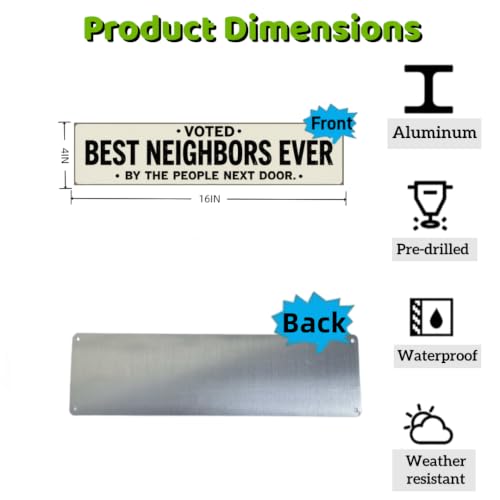Best Neighbors Ever Metal Sign 16x4 Inch, Rustic Porch Wall Decor - image 2