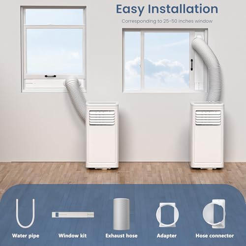 ZAFRO Portable Air Conditioners, 8000 BTU, 3 in 1 Portable AC Unit with Window Kits, Fan & Dehumidifier Modes, Cools up to 350 Sq.Ft, LED Display/Remote Control, 24H Timer for Living Room, Bedroom