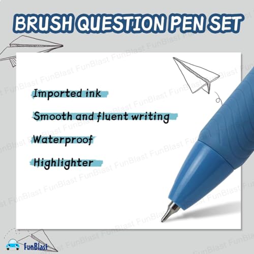 Image of FunBlast Gel Pens for Writing, 5 Pcs Gel Pen & 1 Pcs Highlighter Pen, with Comfortable Grip for Smooth Writing, Kawaii Pens, Stationery for School & Office (Blue Ink) (Blue)