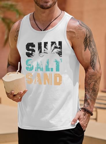 Image of VOGSTART Mens Hawaiian Beach Tank Tops Summer Vacation Muscle Top Graphic Sleeveless Shirts (S-3XL)