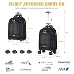 Rolling Backpack, 15.6 inch Laptop Backpack with 4 Spinner Wheels, Carry on Travel Backpack Water Resistant Wheeled Backpacks for Women Men Suitable for Overnight College Work, Black - Image 3