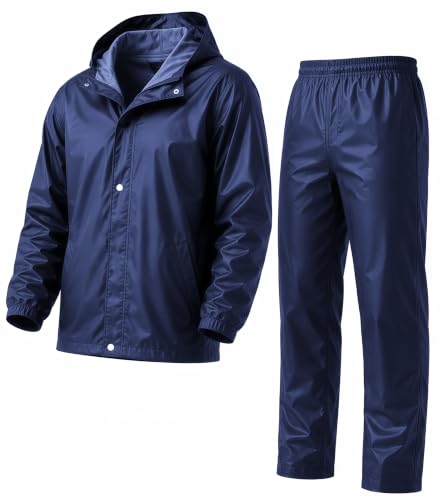 Image of Mens Raincoat Suit with Pant Set Trendiva Series | Waterproof Lightweight Breathable Rain Wear | Strong Stitching, Elastic Cuff & Waterproof Zipper Raincoat for men waterproof
