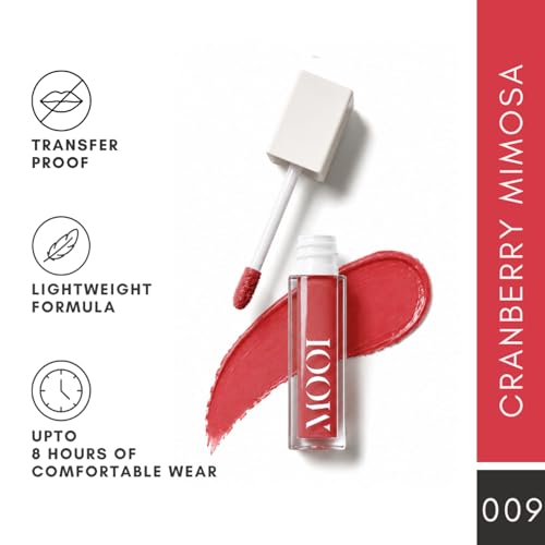 Image of Liquid Matte Lipstick - Cranberry Mimosa, Pinkish Red | Food-Proof, Transfer-Proof, Lightweight | Lasts Up to 8 Hours | 5 ml