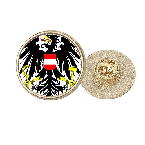 Broche autrichienne ronde en métal doré emblème national taille M