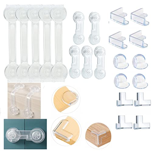 10 Stück Kindersicherung Schrank und 12 Stück Ecken-Kantenschutz Set,...