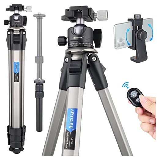 Trípode de cámara de 176 cm, trípode de Viaje, trípode Compacto, rótula de Bola de 36 mm, Control Remoto inalámbrico para cámara DSLR, videocámara Compatible con teléfono