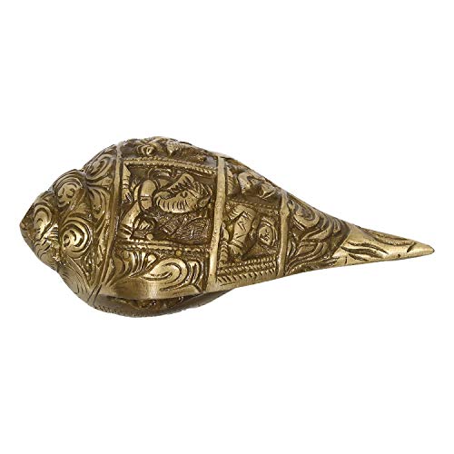 Image of eCraftIndia Brass Auspicious Lord Ganesha Shankh (BGO905)