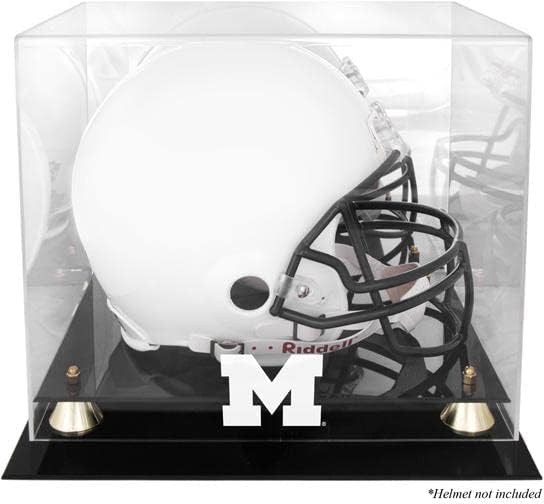 Michigan Wolverines en Classic Logo Helmet Display Case with Mirrored Back - College Football Helmet Free Standing Display Cases ''Case Only''