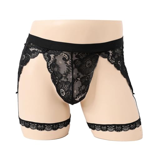 ABAFIP Men's Lace Underwear Sheer Pouch Garter Panties Crossdressing Sexy Lingerie Sissy Underpants2
