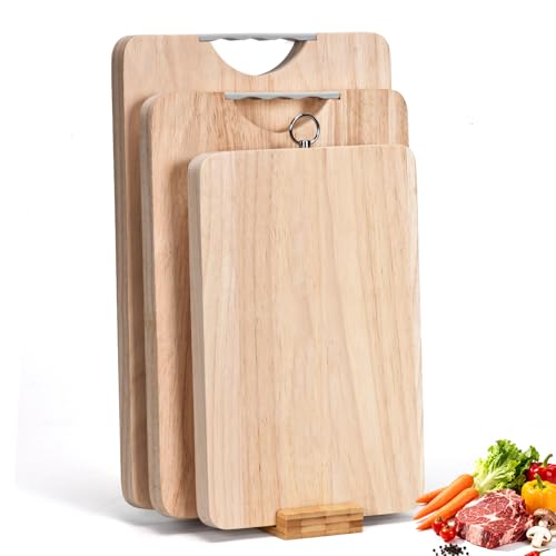 Set de tablas de cortar de madera con soporte y 3 piezas miniatura 1