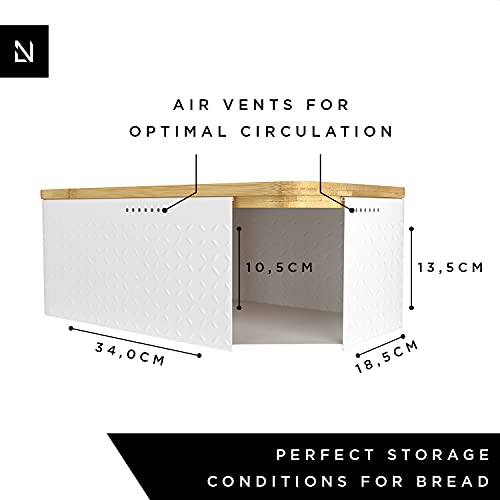 Lars Nysøm Bread Box I Bread Bin With Linen Bread Bag For Long-Lasting Freshness I Bread Box With Bamboo Lid Usable As Cutting Board I 13.4X7.3X5.3 In #TOP2