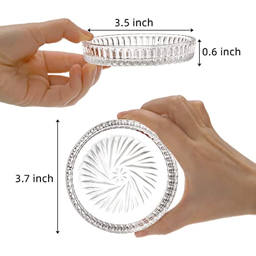 Avla A-CRYSTALCOASTERS-8P 8 Pack Crystal Drink Coasters, Glass Round Cup Mat, Clear Decorative Wine Bottle Coasters Barware Set thumb #1