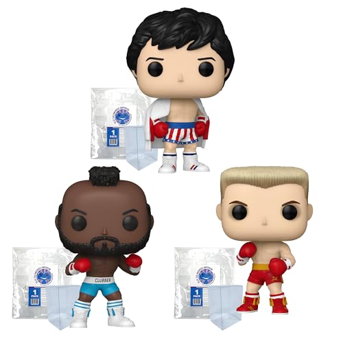 Blue Salamander Emporium Set of 3 Plastic Protector Cases Bundle – Includes: Rocky Balboa #1713, Clubber Lang #1714, Ivan Drago #1715 Vinyl Figures