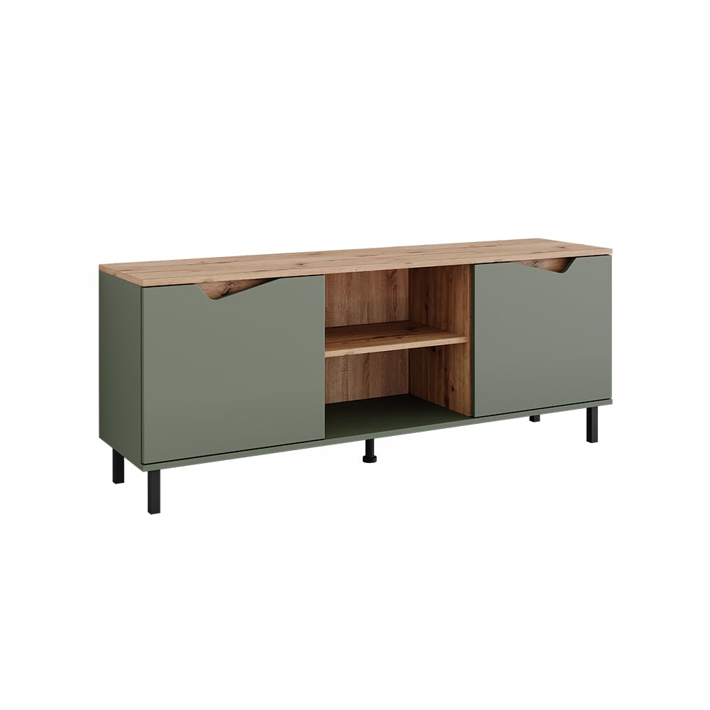 Vicco Lowboard Marelle, Grün/Artisan, 150 x 60 cm mit 2 Türen, zur Verwendung als TV-Board oder Medienmöbel geeignet