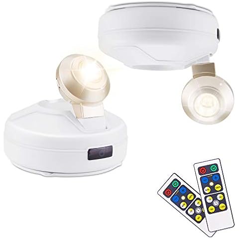 BIGLIGHT Battery Operated Accent Lights, Wireless Spotlight, LED Puck Light, Dimmable Uplight with Remote, Stick on Lights for Painting Picture Frame Artwork Closet Tree Plants Cover