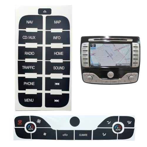 JoyousMall Adhesivo de reparación de radio y botón de CA compatible con Ford S-Max 2011 para panel de consola central y aire acondicionado