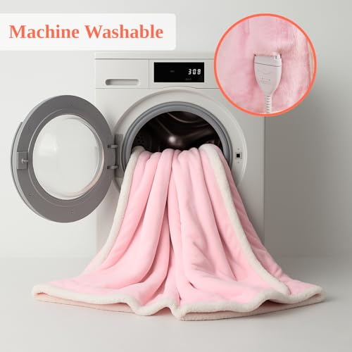Klaggie Wearable Heated Blanket with Foot Pocket Sleeves, Heated Robe Heated Snuggie, 6 Heating Levels 4 Hours Auto-Off, Overheat Protection Machine Washable, 50”x70”, Pink by Klaggie - Image 7