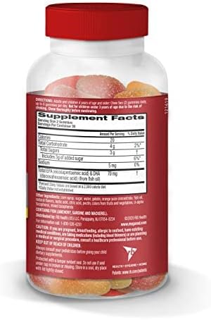 Megared Omega-3 Advanced 4in1 Watermelon & Orange Flavored Gummies, (60 Count in A Bottle), Omega-3s for Heart, Joints, Brain & Eye Health*, EPA, DHA, Fish Oil