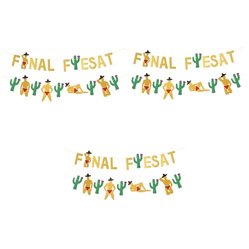 TOYANDONA 3stücke Fiesta Banner Mexikanische Partydekoration Farbiges Streamer Für Cinco De Mayo Und Festliche Anlässe Für Innen Und Außendekoration Großer Schriftzug Final Fiesta