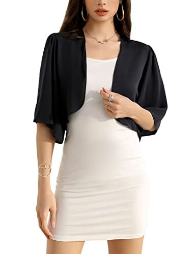 KOJOOIN Damen Festlich Bolero Elegant Chiffon Strickjacke 3/4 Ärmel...