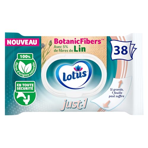 Lotus Papier Toilette Humide Just 1- Sans colorant, ni parfum - Fibres FSC 100% d’origine naturelle - 38 feuilles (lot de 1)