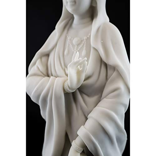 Estatua Quan Yin en pedestal de loto acabado mármol blanco miniatura 6