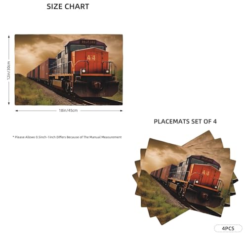 Sets de table en lin synthétique de qualité supérieure au motif train - 3