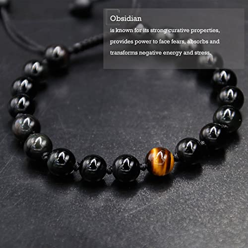 his and hers bracelet, Matching Couple Beads Bracelet with Natural Stone, 8mm Amethyst Tiger Eye Obsidian Bracelet Bring Lucky, Wellness and Close Relationship4