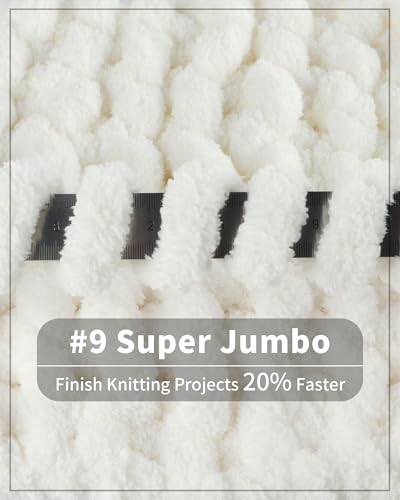 Image of Cozyful Chunky Yarn for Hand Knitting, #9 Thick Jumbo Big Chunky Yarn for Crocheting, Super Chunky Knit Blanket Yarns, Large Chunky Chenille Yarns, 8 Pack (30 yds 8 oz Each Skein), Cream