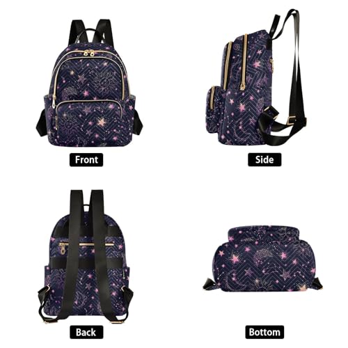 Image of ALAZA Pink Moon Sun Star Galaxy Mini Backpack Purse for Women Travel Bag Fashion Daypack Back Pack Shoulder Bag