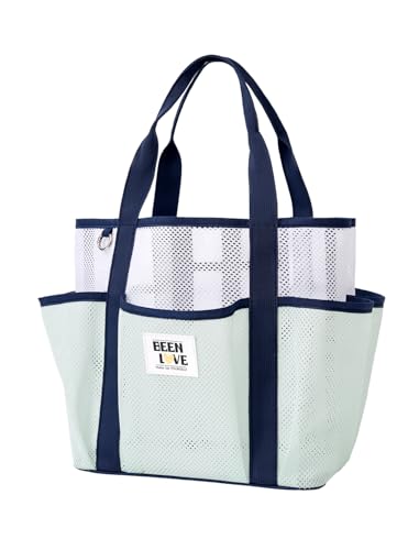 Mesh Beach Bag for Women, Lightweight Beach Tote Bag Sandproof Pool Bag with 8 Pockets for Travel Vacation Essentials