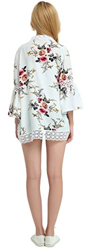 Cowear Women's S-3XL Boho Bell Sleeve Cardigans Floral Lace Cover Up Tops