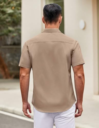 Image of COOFANDY Mens Short Sleeve Casual Button Down Shirts Summer Untucked Dress Shirts with Pocket