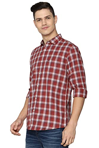 Image of Allen Solly Mens Checks Cotton Regular Fit Casual Shirt