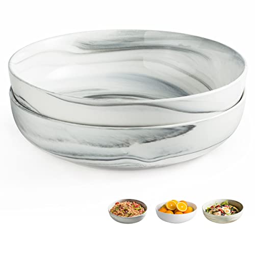 Lauchuh 11 Inch Serving Bowls For Entertaining, Pocerlain Salad Bowls, 3.2 Quart Serving Dishes Pasta Bowls Set Of 2 For Kitchen, Party, Home Decor, Gray #TOP11
