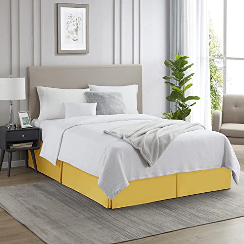 Image of Nestl Yellow Bed Skirt Queen Size - Queen Bed Skirt 14 Inch Drop - Brushed Microfiber Bed Skirts - Hotel Quality Pleated Bed Skirt - Shrinkage & Fade Resistant