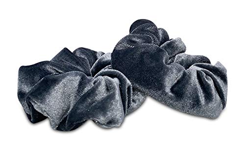 Velvet Scrunchies With Pocket Zipper Hair Ties for Women, Pack of 2(Grey) Big Vsco Girl Stuff Scrunchy Hidden Hair Scrunchie Ponytail Holder Elastic Bands Gift for Friend