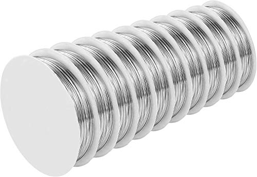 EAKAOAO 10 Pack 28 Gauge Jewelry Copper Craft Wire,Tarnish Resistant Jewelry Beading Wire for Jewelry Making Supplies and Crafting (493 Feet,Silver)