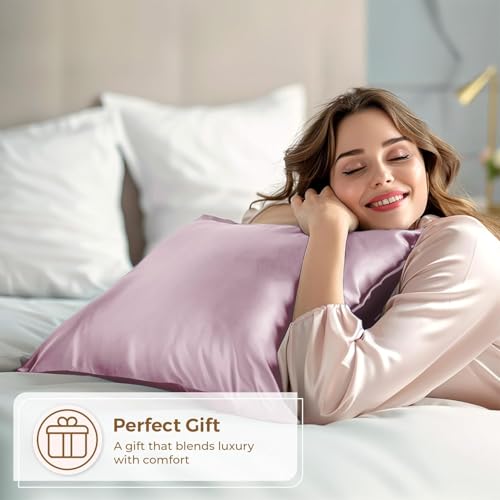 Image of Satin Pillow Cover with Silk Bonnet & 3 Premium Scrunchies - Hair & Skin Care Set for Women - Anti-Frizz Sleeping Combo - Gift Pack (Rose)