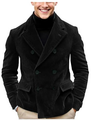 VENNYNG Men's Corduroy Jacket Blazer 2025 Casual Sport Coat Jacket Double Breasted Dress Coat for Men