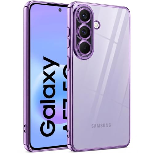 Image of VONZEE Clear Logo Electroplating Transparent Case for Samsung A57 5G, Magnetic Plating Electroplate TPU Cover, Individual Camera Protection for Each Lens - Deep Purple