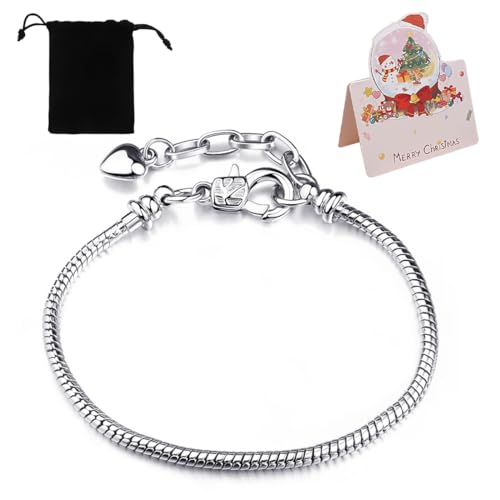 Pulsera de Plata de Ley con Cierre para Mujer Hombre Pulseras Charms Ajustables Pulseras de Bricolaje Pulseras de Cadena de Serpiente Pulseras Mujer Plata Joyería Regalos