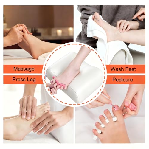 Image of Pedicure Manicure Footrest & Pedicure Stand, Manicure Nail Care Tool, Height Adjustable with Soft Cushion, Non-Slip for Salon, Spa, Home Use, White