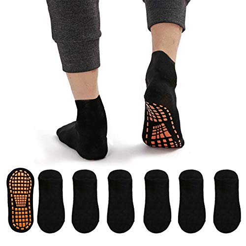 Ehdching 7/12 Pairs Pilate Anti Skid Trampoline Socks with Grips Non Slip Cotton Floor Yoga Socks for Kids/Men/Women