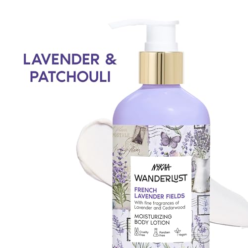 Image of Nykaa Wanderlust French lavender Moisturising Body Lotion, 300 ml | Lavender and Patchouli Perfume | Lightweight, Long-Lasting Hydration | Vegan, Paraben-Free I | Suitable for All Skin Types | Lavender and Patchouli Perfume, Lightweight, Long-Lasting Hydration, Vegan, Paraben-Free, Suitable for All Skin Types